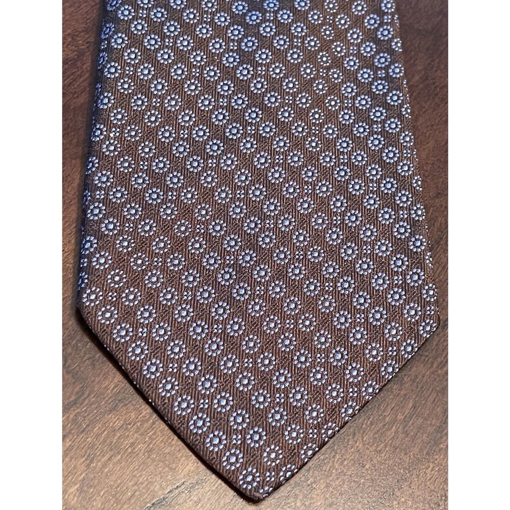 Allea Brown Blue 100% Silk Men’s Neck Tie Made In Italy
